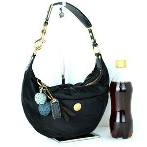 Coach Hampton Black Satin Hobo Bag